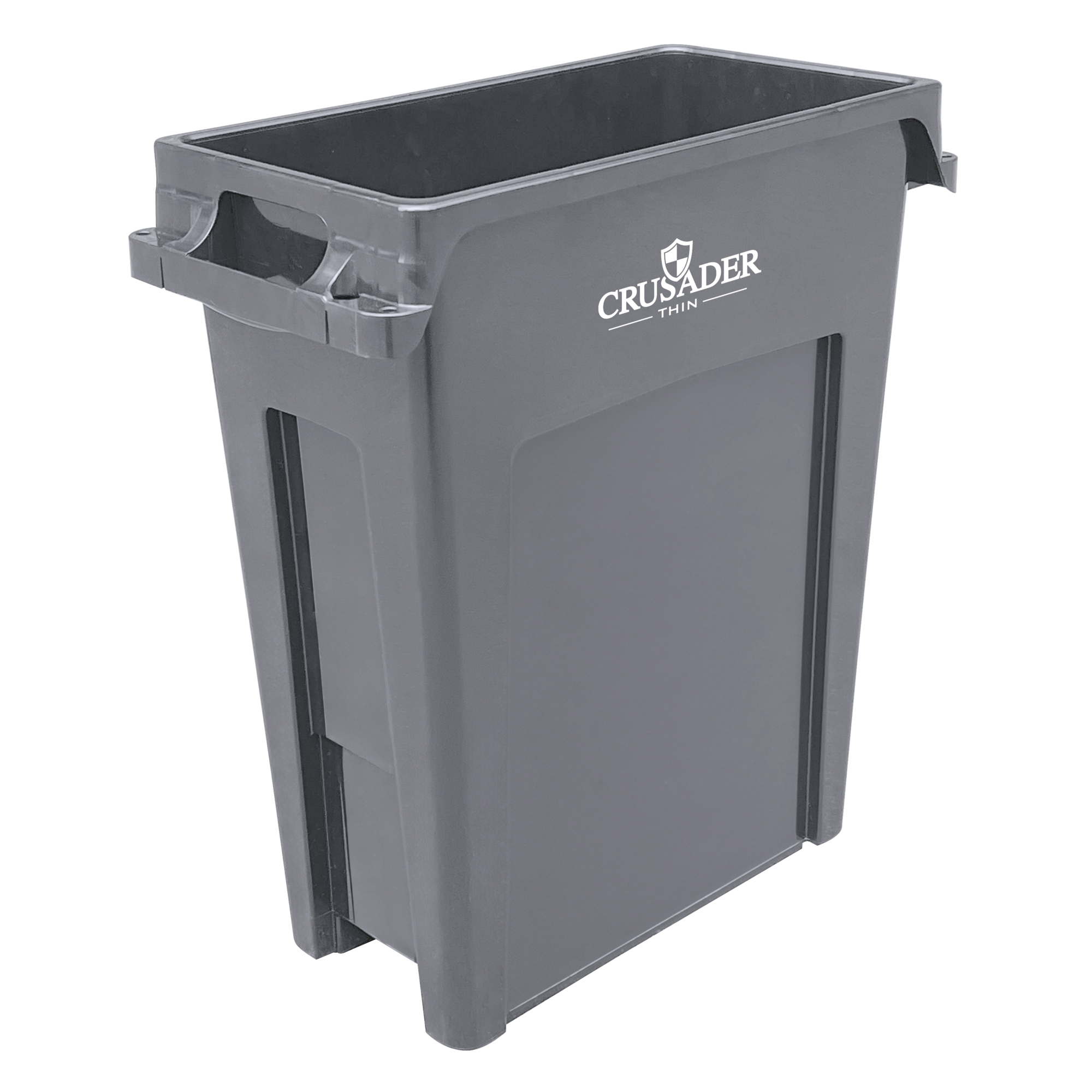 Crusader Thin Contianer, 16 Gallon, 22"D x 11"W x 25"H, Polypropylene, Gray, NSF, Made in USA